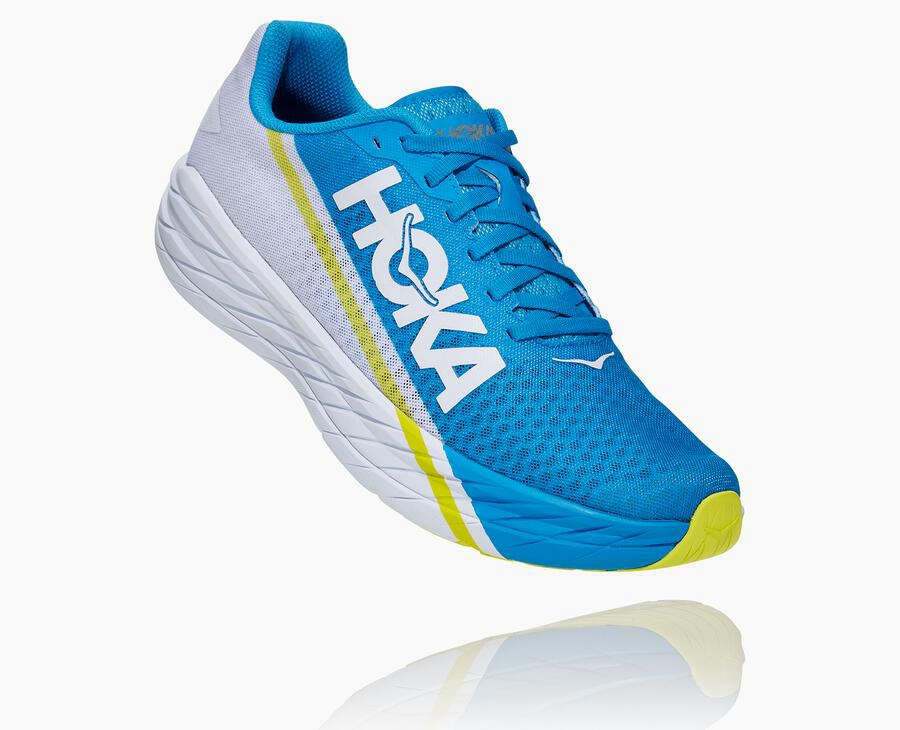 Zapatillas Running Hoka One One Mujer - Rocket X - Blancas/Azules - WIE520198